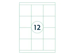 Etiketten Zelfklevend Wit 12 op A4 70x67.7mm 1000 Vel