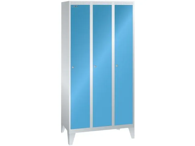 garderobekast,HxBxD 1850x900x500mm,3vak,vak B 300mm,cil.-slot,voeten