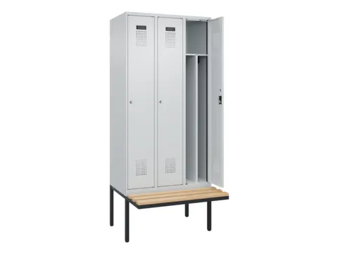 locker met bank,voor scheiding van kleding,HxBxD 2120x900x815mm,3vak
