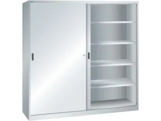 schuifdeurkast HxBxD 1950x2000x580mm 8xStalen bodem RAL7035 - 1