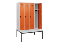 locker met bank,HxBxD 1950x1200x815mm,4vak,vak B 300mm,draaigrendel