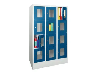lockerkast,HxBxD 1518x900x500mm,3x4vakken,RAL7035,front RAL5010 - 2