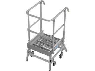 bordestrap,verrijdbaar,bordes H 0,5m,2treden m. R13-laag,aluminium - 2