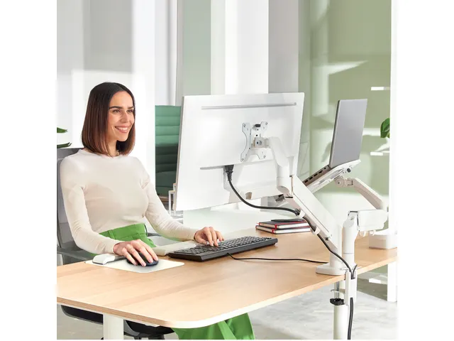 Bras double écran et ordinateur portable Leitz Ergo Gris