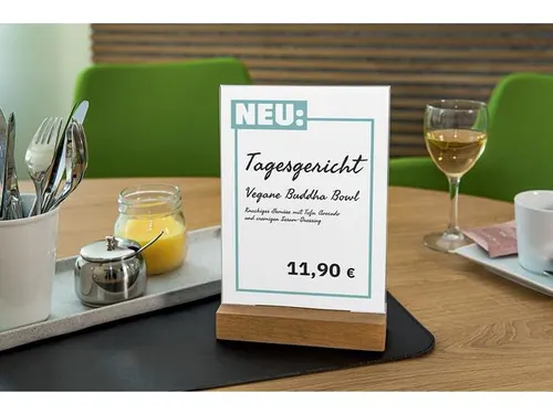Tafelstandaard Sigel A5 eiken voet helder acryl 1.5mm