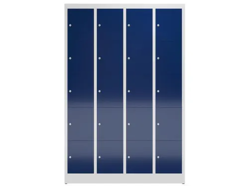 Lockerkast 1800x1185x500mm 4x5 vakken cilinderslot, sokkel, RAL5010