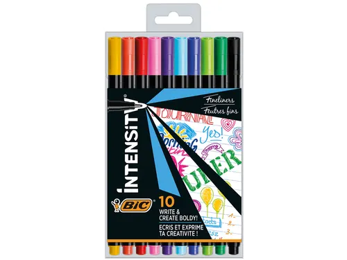 Fineliner Bic Intensity fijn assorti pak à 10 stuks