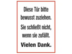 deurbord,Deze deur goed dichttrekken.,folie,rood/wit/zwart,zelfklevend