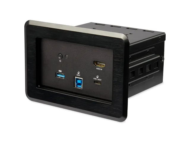 Station d'accueil pour table de réunion et boîtier de connexion 4K