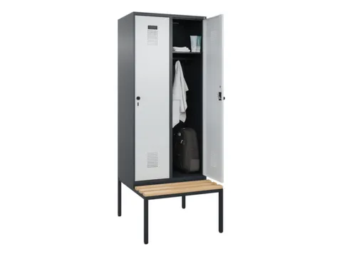 locker met bank,HxBxD 2120x800x815mm,2vak,vak B 400mm,draaigrendel