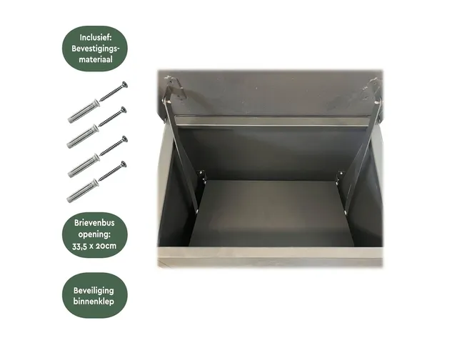 Pakketbrievenbus BRASQ 105x38x24cm PB400 Zwart