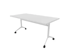 klaptafel,HxBxD 750x1600x800mm,hoekig,T-voet wit,ovale buis,blad wit