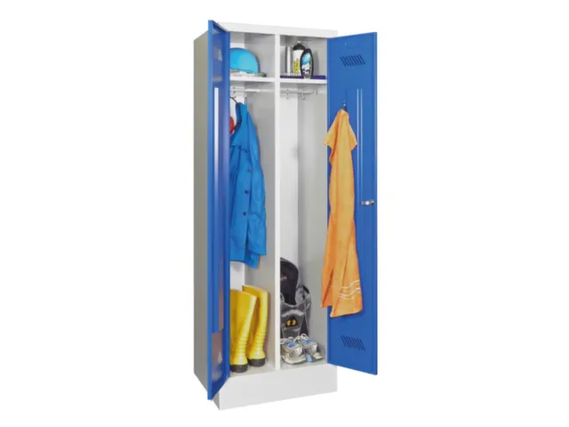 garderobekast,HxBxD 1850x600x500mm,2vak,RAL7035,front RAL3000