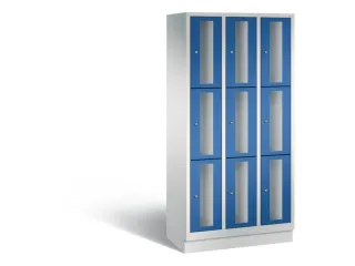 Lockerkast 1800x900x500mm 3x3 vakken Cilinderslot, Sokkel, RAL5010 - 2