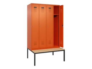 locker met bank,HxBxD 2120x1200x815mm,4vak,vak B 300mm,cilinderslot - 1