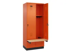 locker met bank,HxBxD 1950x800x815mm,2vak,vak B 400mm,draaigrendel