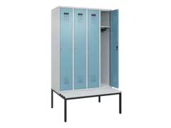locker met bank,HxBxD 2120x1200x815mm,4vak,vak B 300mm,cilinderslot