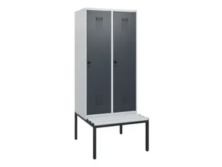 locker met bank,HxBxD 1950x800x815mm,2vak,vak B 400mm,draaigrendel - 2