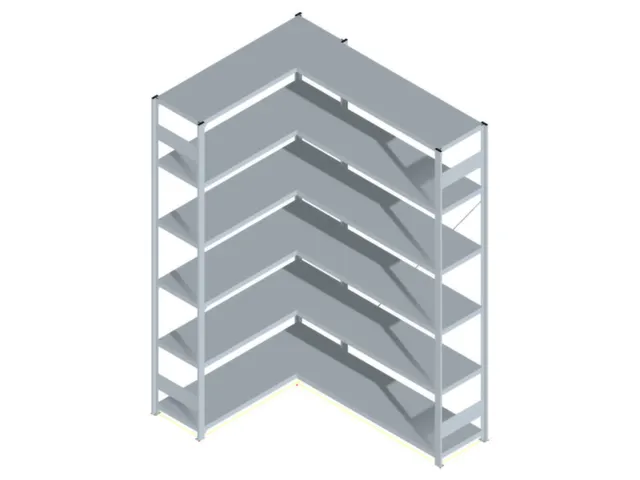 Hoekstelling Hxbxd 2500x1360/1415x435mm Veldlast 900kg 2x6legborden