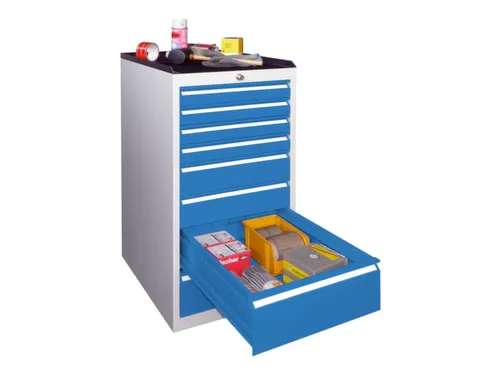 ladekast 1000x500x600mm 8laden cilinderslot RAL7035 front RAL5012