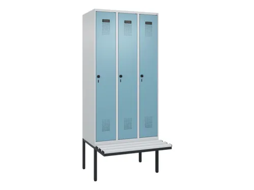 locker met bank,voor scheiding van kleding,HxBxD 2120x900x815mm,3vak