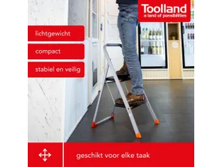 Huishoudtrap met hoge beugel 2 treden antislip inklapbaar tot 150 kg - 2