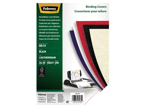 Voorblad Fellowes A4 lederlook zwart 25 stuks
