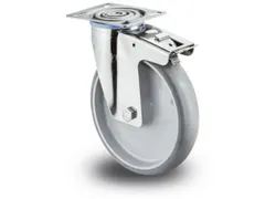 Zwenkwiel Met Rem 100kg Thermopl. Banden Kunststof Velg 125 x 35