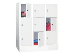 lockerkast,HxBxD 1187x900x500mm,3x3vakken,RAL7035,front RAL7035