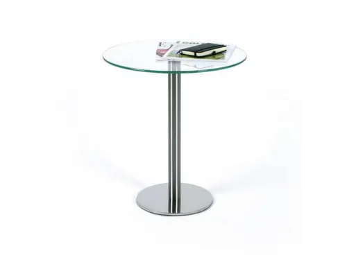 glazen bijzettafel,HxØ 550x495mm,rond,schotelvoet poedercoat.