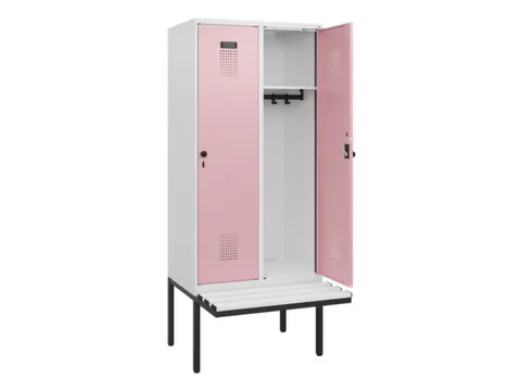 locker met bank,HxBxD 1950x800x815mm,2vak,vak B 400mm,draaigrendel