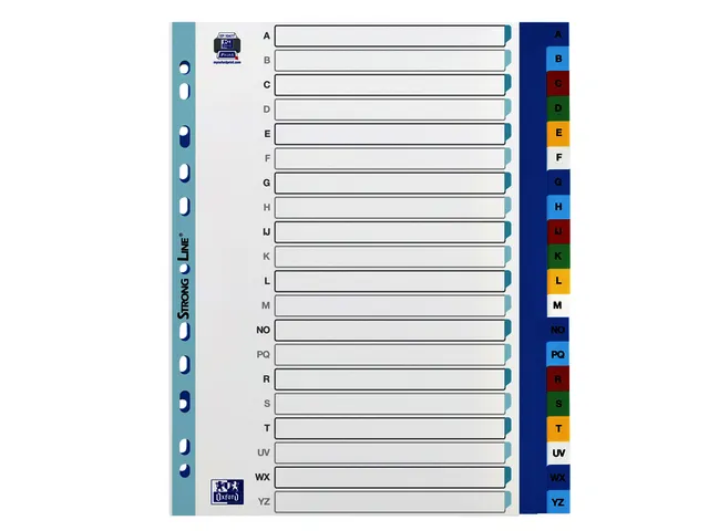 Intercalaires Oxford A4+ 11 trous 20 onglets A-Z PP couleur