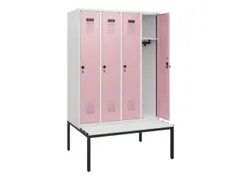 locker met bank,HxBxD 1950x1200x815mm,4vak,vak B 300mm,draaigrendel