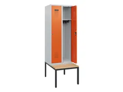 locker met bank,HxBxD 1950x600x815mm,2vak,vak B 300mm,cilinderslot