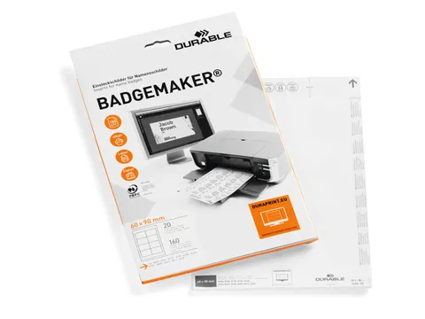 Badgekaart Durable 1456 bedrukbaar 60x90mm 160stuks
