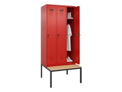 locker met bank,HxBxD 2120x900x815mm,3vak,vak B 300mm,draaigrendel