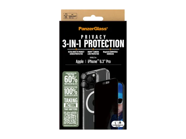 PanzerGlass 3-in-1 Privacy Protection Bundle iPhone 16 Pro, Apple,