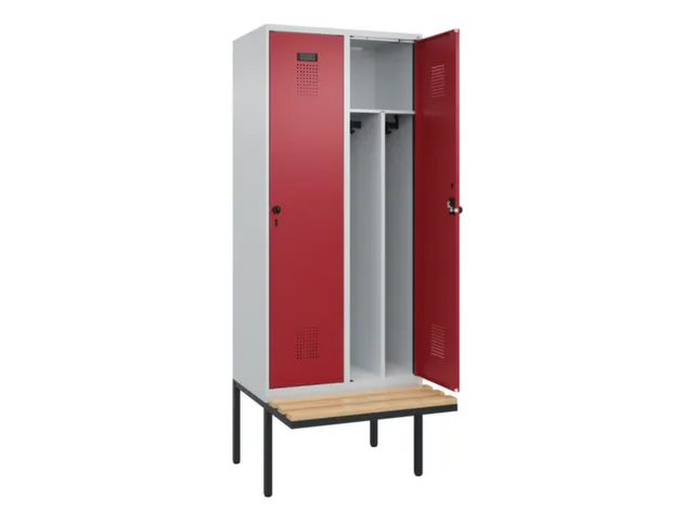 locker met bank,voor scheiding van kleding,HxBxD 2120x800x815mm,2vak