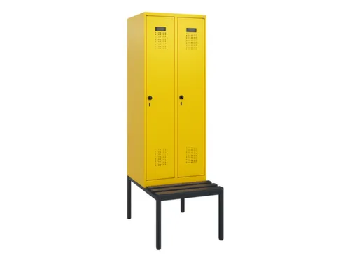 locker met bank,HxBxD 1950x600x815mm,2vak,vak B 300mm,draaigrendel