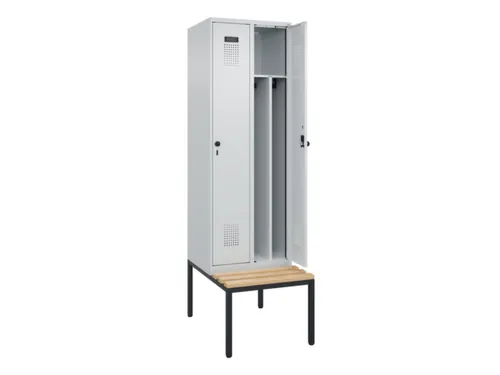 locker met bank,voor scheiding van kleding,HxBxD 2120x600x815mm,2vak