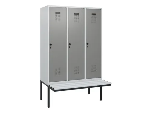 locker met bank,HxBxD 1950x1200x815mm,3vak,vak B 400mm,draaigrendel