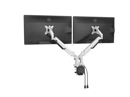 Dubbele Monitorarm Wit Incl. USB Poorten