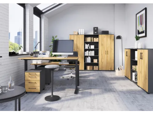 Elektrisch ihv bureau,HxBxD 710-1190x1400x800mm,blad Grandson-eiken