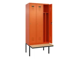 locker met bank,voor scheiding van kleding,HxBxD 2120x900x815mm,3vak