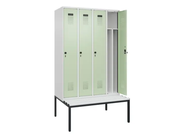 locker met bank,voor scheiding van kleding,HxBxD 2120x1200x815mm,4vak