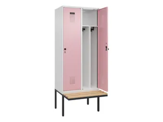 locker met bank,voor scheiding van kleding,HxBxD 2120x800x815mm,2vak - 1