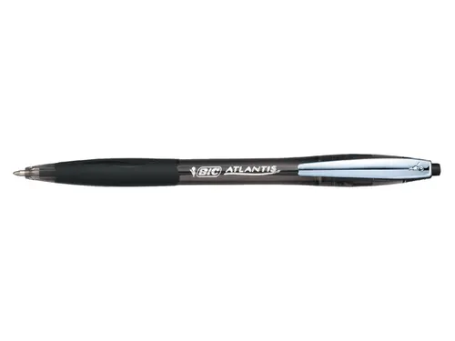 Balpen Bic Atlantis soft metalen clip clic medium zwart