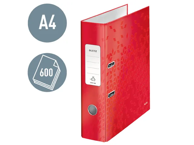 Ordner Leitz WOW 180 1005 gelamineerd 600 vel rood