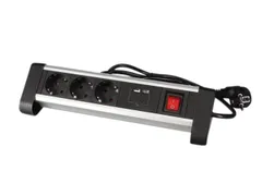 Stekkerdoos Perel bureau 3-voudig met schakelaar incl. 2 USB-poorten 1