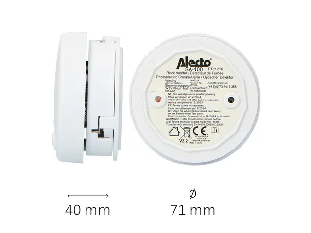 Rookmelder Alecto mini met 5 jaar batterij wit